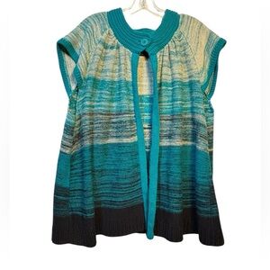 Westbound Woman 3X‎ Knit Sweater Vest Cardigan Teal Blue Open Front Boho
